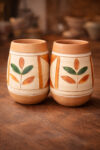Terracotta Leaf Motif Pen Stand White Bagroud single