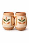Terracotta Leaf Motif Pen Stand White Bagroud single