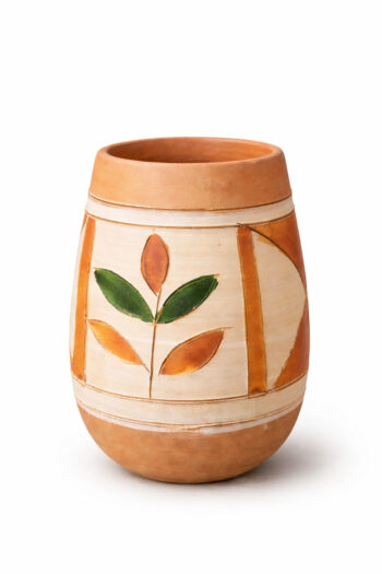 Terracotta Leaf Motif Pen Stand