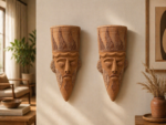 Terracotta Wall Mask Vase – Tribal Face Decorative Wall Hanging