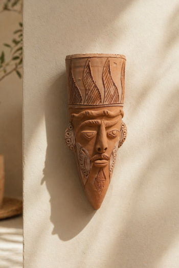 Terracotta Wall Mask Vase