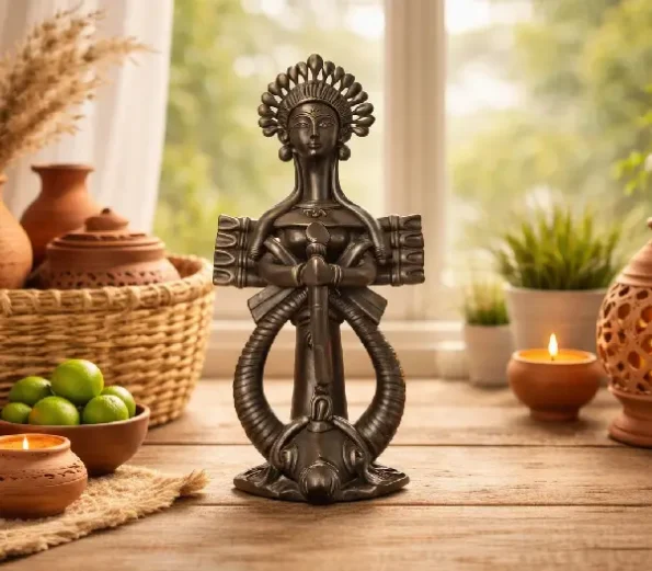 Elegant ethnic figurine with artistic detailing showcasing Terracotta Home Decor In Kolkata in a warm and stylish interior setting.