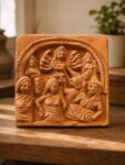 Durga Puja Terracotta Wall Tile 6" x 6" – Handmade Bengal Heritage Decorative Tile