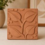 Leaf Motif Terracotta Wall Tile 7" x 7"