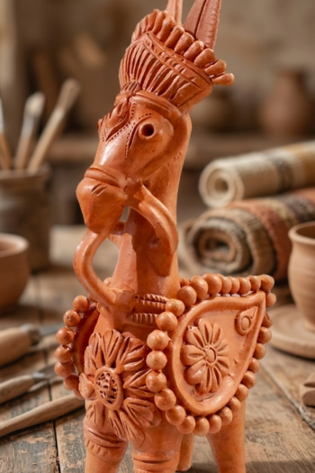 Terracotta Pakshiraj Horse – Handcrafted Bengal Folk Art Sculpture
