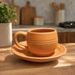 Terracotta Tea Cup with Saucer