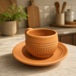 Terracotta Tea Cup with Saucer