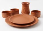 ceramic coated terracotta dinner set for one