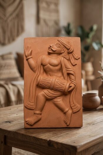 Folk Musician Series Terracotta Wall Tile 10" x 6" – (b) Dhol Player