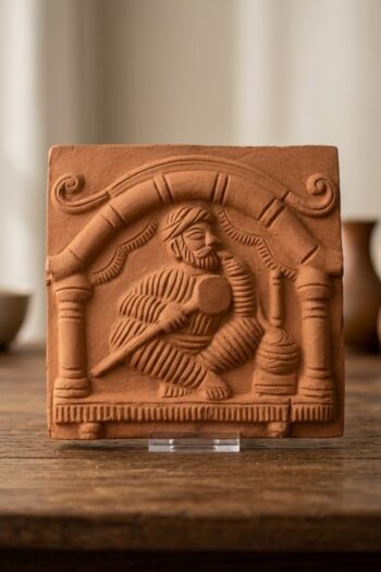 Old Man with Hookah Terracotta Wall Tile 6" x 6"