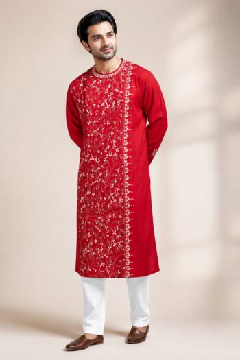 Srejonee Kantha Stitch Cotton Kurta for Men – S (38″)