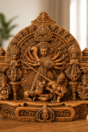 Terracotta Durga Family Showpice 12″