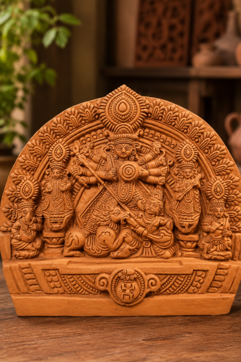 Terracotta Durga Family Showpice 8″