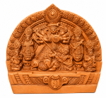 Durga Family 8inch TERRACOTTA
